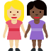 👩🏼‍🤝‍👩🏿 women holding hands: medium-light skin tone, dark skin tone display on Twitter